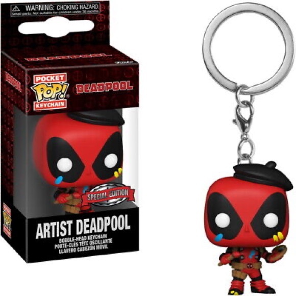 Deadpool Funko Pop Bobble Head Keychain Artist Deadpool Special Edition - Picture 1 of 7